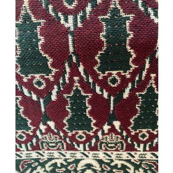 Christmas Tree Decor Table Runner Jacquard Reversible 100% Cotton Red Green 72" - Picture 3 of 6